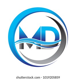 initial letter logo AB company name blue and grey color on circle and swoosh design. vector logotype for business and company identity.