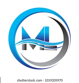 initial letter logo AB company name blue and grey color on circle and swoosh design. vector logotype for business and company identity.