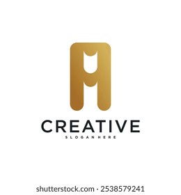 Letra inicial Um logotipo, design de conceito abstrato. Vetor Premium