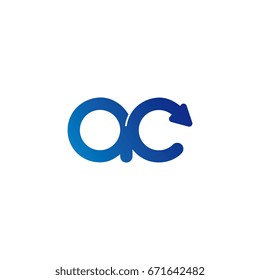 initial letter logo ac, c, arrow rounded lowercase blue
