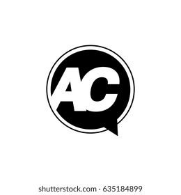 Initial letter logo ac inside speech bubble black