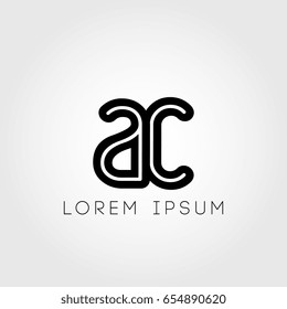initial letter logo ac outline lowercase black logotype