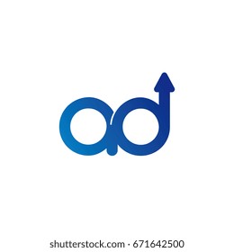 initial letter logo ad, d, arrow rounded lowercase blue
