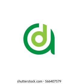 initial letter logo ad, da, d inside a rounded lowercase green flat