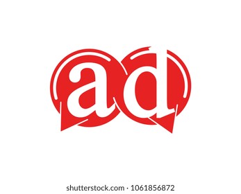 Initial letter logo ad lowercase bubble black