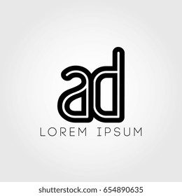 initial letter logo ad outline lowercase black logotype