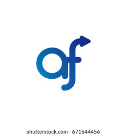 initial letter logo af, f, arrow rounded lowercase blue