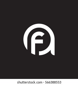 initial letter logo af, fa, f inside a rounded lowercase white black background