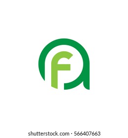 initial letter logo af, fa, f inside a rounded lowercase green flat