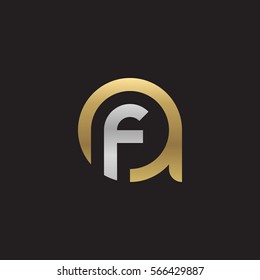 initial letter logo af, fa, f inside a rounded lowercase logo gold silver