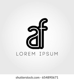 initial letter logo af outline lowercase black logotype