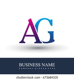 initial letter logo AG colored red and blue, Vector logo design template elements for your business or company identity.