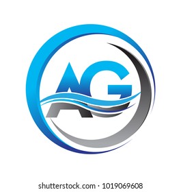 initial letter logo AG company name blue and grey color on circle and swoosh design. vector logotype for business and company identity.

