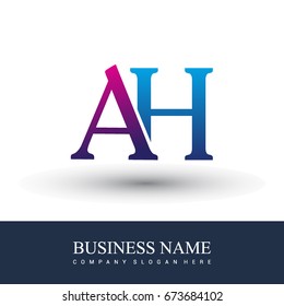 initial letter logo AH colored red and blue, Vector logo design template elements for your business or company identity.