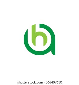 initial letter logo ah, ha, h inside a rounded lowercase green flat