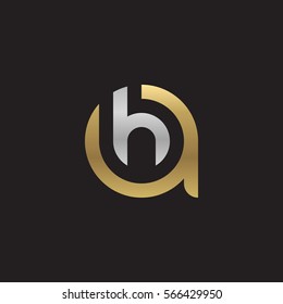 initial letter logo ah, ha, h inside a rounded lowercase logo gold silver