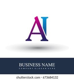 initial letter logo AI colored red and blue, Vector logo design template elements for your business or company identity.