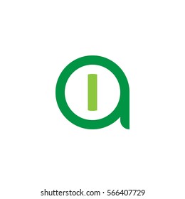 initial letter logo ai, ia, i logo inside a rounded lowercase green flat