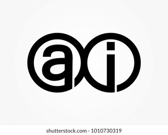 Initial letter logo ai lowercase related in circles black