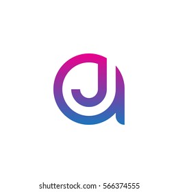 initial letter logo aj, ja, j inside a rounded lowercase blue purple