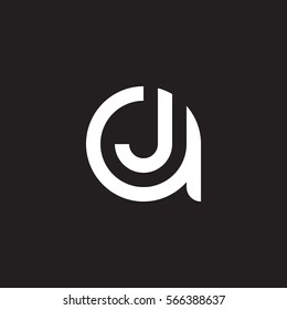 initial letter logo aj, ja, j inside a rounded lowercase white black background