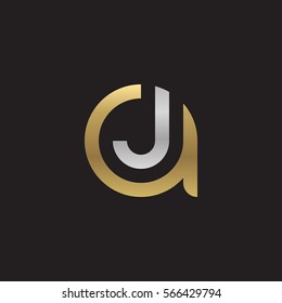 initial letter logo aj, ja, j inside a rounded lowercase logo gold silver