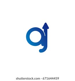 initial letter logo aj, ja, j, arrow rounded lowercase blue