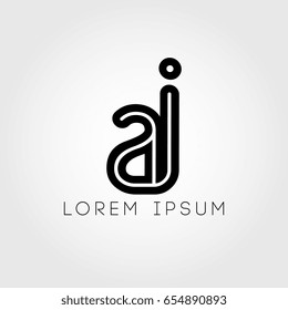 initial letter logo aj outline lowercase black logotype