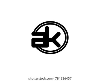 Initial letter logo ak lowercase in a black oval circle