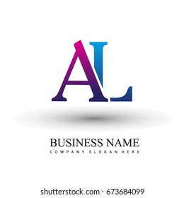 initial letter logo AL colored red and blue, Vector logo design template elements for your business or company identity.
