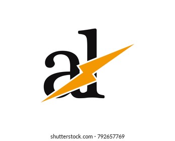 Initial letter logo al lowercase thunder vector design