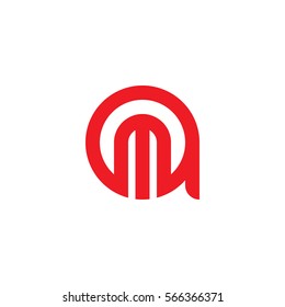 initial letter logo am, ma, m inside a rounded lowercase red flat