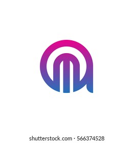 initial letter logo am, ma, m inside a rounded lowercase blue purple