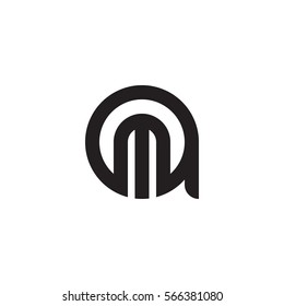 initial letter logo am, ma, m inside a rounded lowercase black monogram