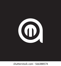 initial letter logo am, ma, m inside a rounded lowercase white black background