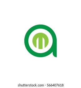 initial letter logo am, ma, m inside a rounded lowercase green flat