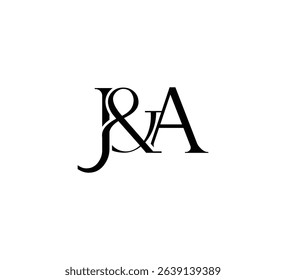Initial Letter Logo. Ampersand Symbol. Logotype design. Simple Luxury Black Flat Vector JA