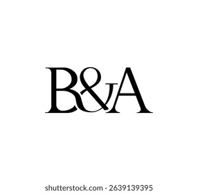 Initial Letter Logo. Ampersand Symbol. Logotype design. Simple Luxury Black Flat Vector BA