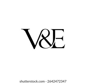 Logotipo inicial da letra. Símbolo de E Comercial. Design de logotipo. Vetor plano preto simples VE