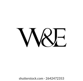 Logo de la lettre initiale. Symbole esperluette. Conception du logotype. Image vectorielle simple de luxe noir plat WE