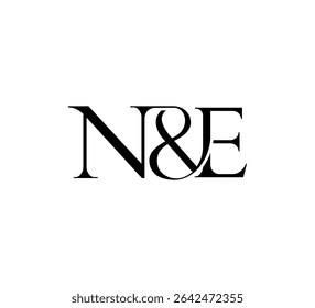 Logotipo inicial de la letra. Símbolo de Ampersand. Diseño del logotipo. Vector plano negro de lujo simple NE