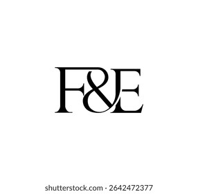 Logotipo inicial da letra. Símbolo de E Comercial. Design de logotipo. Simples Luxo Preto Flat Vetor FE