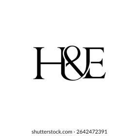 Initial Letter Logo. Ampersand Symbol. Logotype design. Simple Luxury Black Flat Vector HE