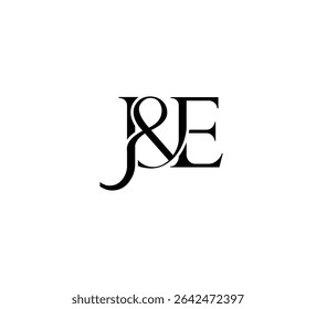 Logotipo inicial da letra. Símbolo de E Comercial. Design de logotipo. Vetor plano preto simples de luxo JE