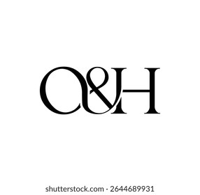 Logotipo inicial da letra. Símbolo de E Comercial. Design de logotipo. Simples luxo preto plano vetor OH