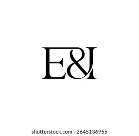 Logo de la lettre initiale. Symbole esperluette. Conception du logotype. Image vectorielle simple de luxe noir plat EI