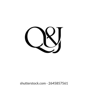 Initial Letter Logo. Ampersand Symbol. Logotype design. Simple Luxury Black Flat Vector QJ