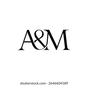 Initial Letter Logo. Ampersand Symbol. Logotype design. Simple Luxury Black Flat Vector AM
