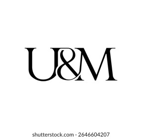 Initial Letter Logo. Ampersand Symbol. Logotype design. Simple Luxury Black Flat Vector UM