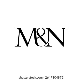 Initial Letter Logo. Ampersand Symbol. Logotype design. Simple Luxury Black Flat Vector MN